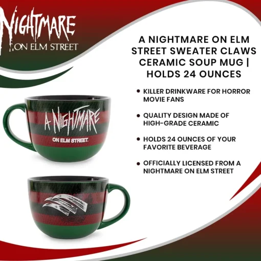 A Nightmare on Elm Street Sweater Claws Ceramic Soup Mug | Holds 24 Ounces