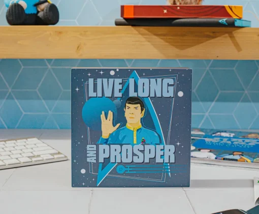 Star Trek Spock "Live Long and Prosper" Wooden Box Sign | 6 x 6 Inches