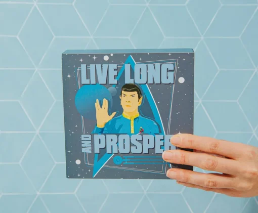 Star Trek Spock "Live Long and Prosper" Wooden Box Sign | 6 x 6 Inches