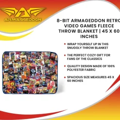 8-Bit Armageddon Retro Video Games Fleece Throw Blanket | 45 x 60 Inches