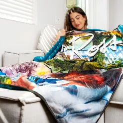 Bob Ross Oversized Fleece Sherpa Throw Blanket | 54 x 72 Inches