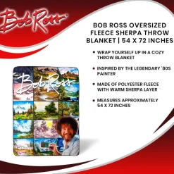 Bob Ross Oversized Fleece Sherpa Throw Blanket | 54 x 72 Inches