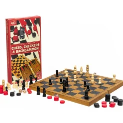 Chess | Checkers | Backgammon Classic Wooden Family Board Games