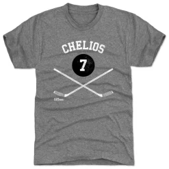 Chris Chelios Chicago 7 Sticks WHT