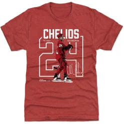 Chris Chelios Number Outline WHT