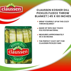 Claussen Kosher Dill Pickles Fleece Throw Blanket | 45 x 60 Inches