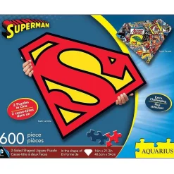 DC Comics Superman Logo 600 Piece Shaped 2 Sided Jigsaw Puzzle