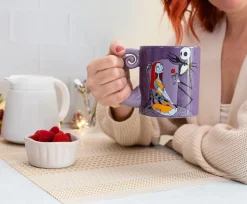 Disney The Nightmare Before Christmas Jack & Sally Spiral Handle Ceramic Mug