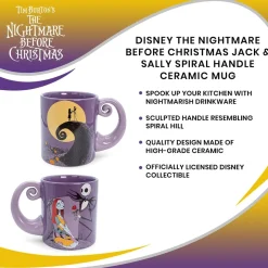 Disney The Nightmare Before Christmas Jack & Sally Spiral Handle Ceramic Mug