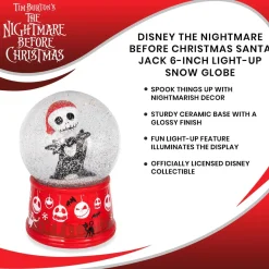 Disney The Nightmare Before Christmas Santa Jack 6-Inch Light-Up Snow Globe
