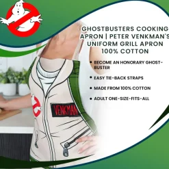 Ghostbusters Cooking Apron | Peter Venkman's Uniform Grill Apron | 100% Cotton