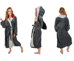 JAWS Great White Shark Unisex Hooded Fleece Robe for Adults | One Size Fits Most