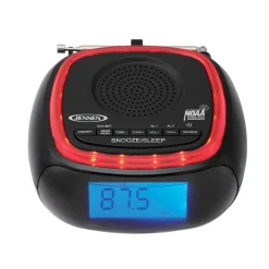 Jensen Digital AM/FM Weather Band Alarm Clock Radio with NOAA Weather Alert and LED Alert Indicator Ring