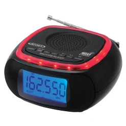 Jensen Digital AM/FM Weather Band Alarm Clock Radio with NOAA Weather Alert and LED Alert Indicator Ring