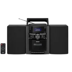 Jensen Portable Stereo Bluetooth CD Music System with Cassette and Digital AM/FM Radio