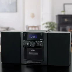 Jensen Portable Stereo Bluetooth CD Music System with Cassette and Digital AM/FM Radio