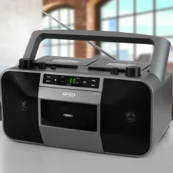 Jensen Portable Stereo CD Player Dual Cassette Deck Recorder with AM/FM Radio