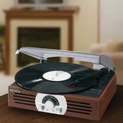Jensen 3-Speed Stereo Turntable with Pitch Control and AM/FM Stereo Radio