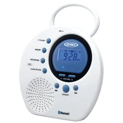 Jensen Water Resistant Digital AM/FM Bluetooth Shower Clock Radio with Digital Tuning