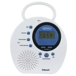 Jensen Water Resistant Digital AM/FM Bluetooth Shower Clock Radio with Digital Tuning
