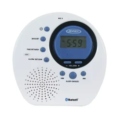 Jensen Water Resistant Digital AM/FM Bluetooth Shower Clock Radio with Digital Tuning