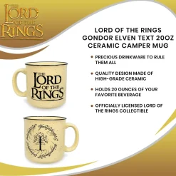 Lord of the Rings Gondor Elven Text 20oz Ceramic Camper Mug