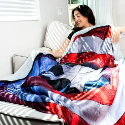 Marvel Captain America Shield Oversized Fleece Sherpa Throw Blanket | 72 Inches