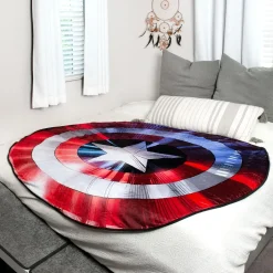 Marvel Captain America Shield Oversized Fleece Sherpa Throw Blanket | 72 Inches