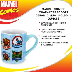 Marvel Comics Character Badges Ceramic Mug | Holds 14 Ounces