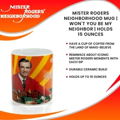 Mister Rogers Neighborhood Mug | Won't You Be My Neighbor | Holds 15 Ounces