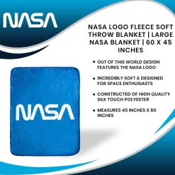 NASA Logo Fleece Soft Throw Blanket | Large NASA Blanket | 60 x 45 Inches