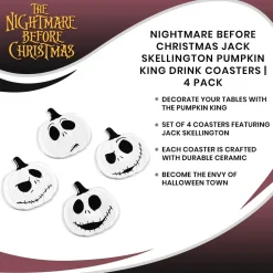 Nightmare Before Christmas Jack Skellington Pumpkin King Drink Coasters | 4 Pack