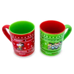 Peanuts Charlie Brown and Snoopy Christmas Sweaters Ceramic Mugs | Set of 2