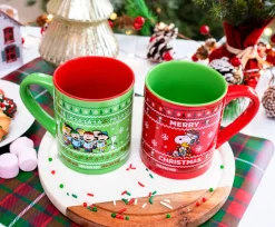 Peanuts Charlie Brown and Snoopy Christmas Sweaters Ceramic Mugs | Set of 2