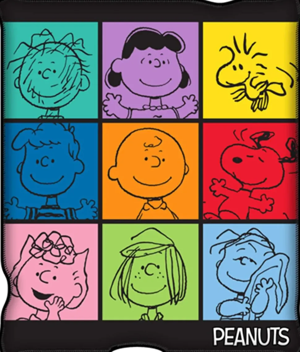 Peanuts Multicolor Character Grid Fleece Throw Blanket | 45 x 60 Inches