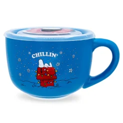 Peanuts Snoopy "Chillin" Ceramic Soup Mug With Vented Lid | Holds 24 Ounces