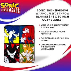 Sonic The Hedgehog Warhol Fleece Throw Blanket | 45 x 60 Inch Cozy Blanket