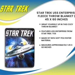 Star Trek USS Enterprise Fleece Throw Blanket | 45 x 60 Inches