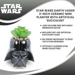 Star Wars - Darth Vader 3-Inch Ceramic Mini Planter with Artificial Succulent