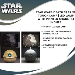 Star Wars - Death Star 3D Touch Lamp | LED Lamp With Printed Shade | 14 Inches