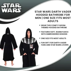 Star Wars Darth Vader Hooded Bathrobe for Men/Women | One Size Fits Most Adults