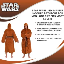 Star Wars Jedi Master Hooded Bathrobe for Men/Women | One Size Fits Most Adults