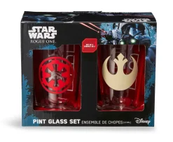 Star Wars 16oz Pint Glasses - Rebel & Empire Symbols - 2 Set