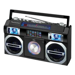 Studebaker 80's Retro Street Boombox with FM Radio, CD Player, LED EQ, 10 Watts RMS and AC/DC