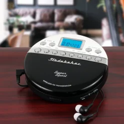 Studebaker Super Sport Portable CD Player Plays CDs Wirelessly Through Car Radio Includes FM Stereo Radio