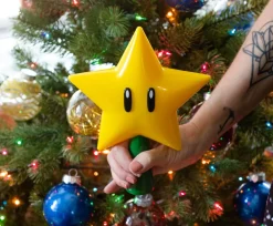 Super Mario Bros. 7-Inch Super Star Light-Up Holiday Tree Topper Decoration