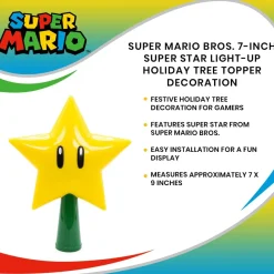 Super Mario Bros. 7-Inch Super Star Light-Up Holiday Tree Topper Decoration