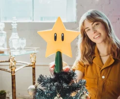 Super Mario Bros. 7-Inch Super Star Light-Up Holiday Tree Topper Decoration