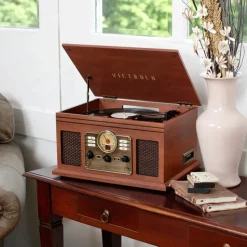 Victrola Classic 7-in-1 Turntable Music Entertainment Center Bluetooth (Mahogany)