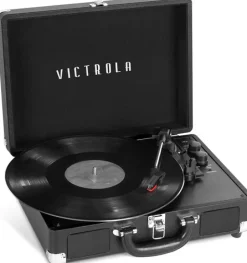 Victrola Journey+ Vinyl Suitcase Record Player with Cassette (Black)